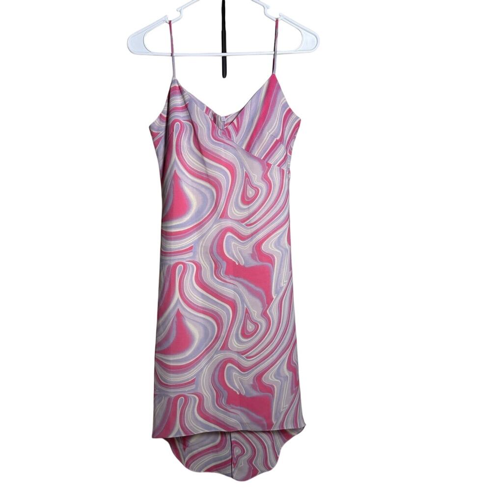 Y2k Pink Hearts Swirl Abstract Slip Dress